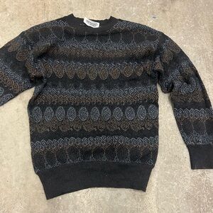 Missoni uomo men wool Black and Brown Patterned Crewneck Sweater vtg